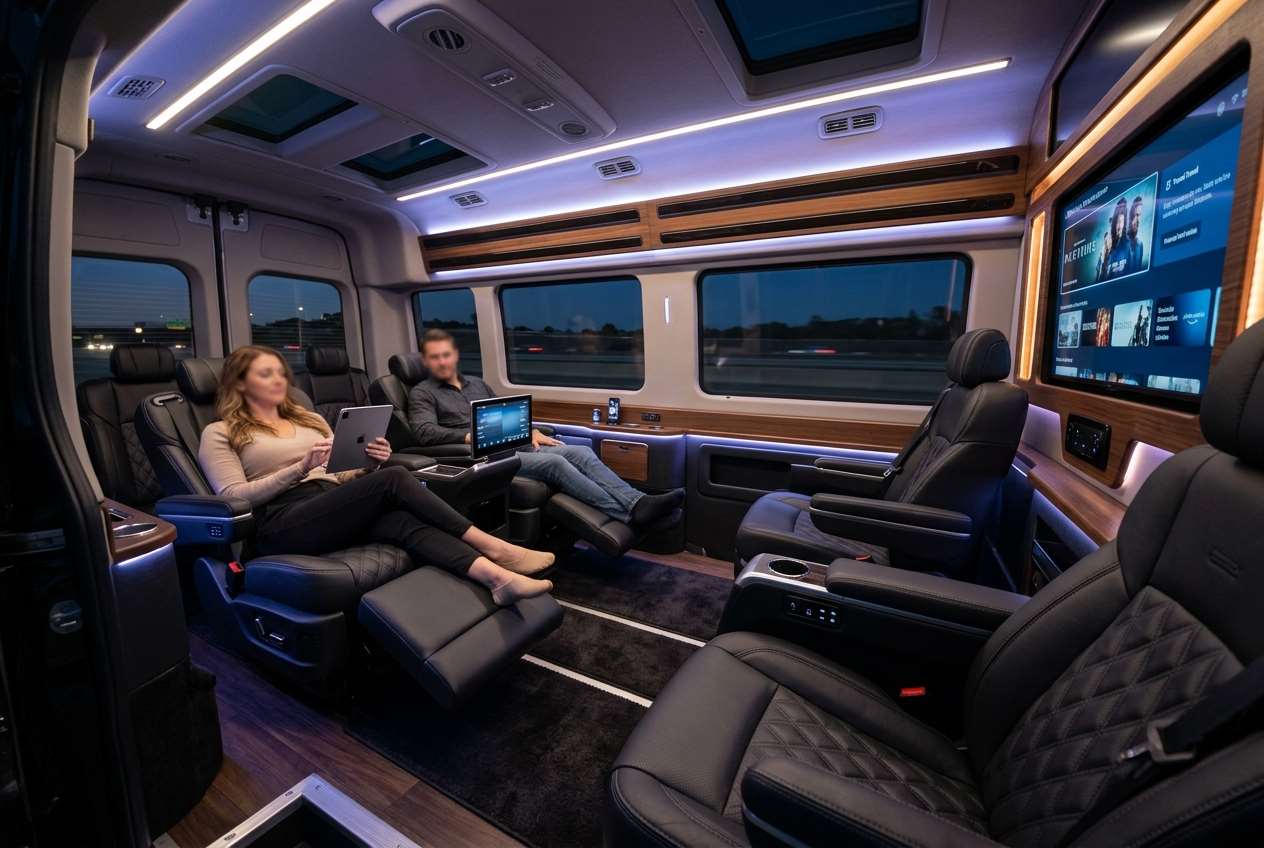 Luxury 2026 Ford Transit Passenger Van Interior